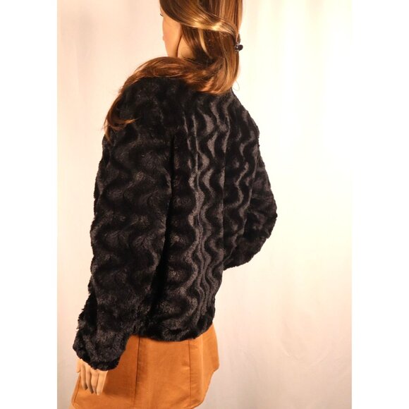 Alfred Dunner Petite Black Faux Fur Jacket with Zipper Size PM - Picture 9 of 16